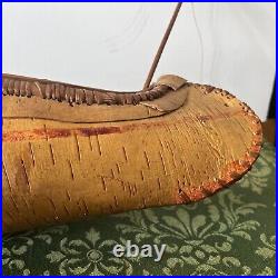 VTG RARE Native American Handcrafted Birch Canoe 22 Model Folk Art