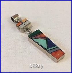 VTG RARE Navajo Marilyn Yazzie Silver Pendant With Spiny Oyster Turquoise Coral