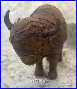 VTG Rare Native American Buffalo Tobacco Leaf Figurine Man Cave Cigar Bar Art