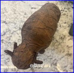 VTG Rare Native American Buffalo Tobacco Leaf Figurine Man Cave Cigar Bar Art
