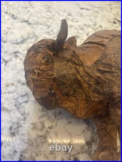 VTG Rare Native American Buffalo Tobacco Leaf Figurine Man Cave Cigar Bar Art