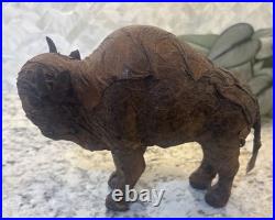 VTG Rare Native American Buffalo Tobacco Leaf Figurine Man Cave Cigar Bar Art