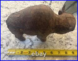 VTG Rare Native American Buffalo Tobacco Leaf Figurine Man Cave Cigar Bar Art