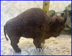 VTG Rare Native American Buffalo Tobacco Leaf Figurine Man Cave Cigar Bar Art