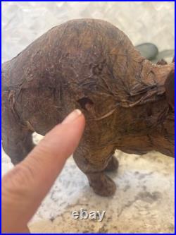 VTG Rare Native American Buffalo Tobacco Leaf Figurine Man Cave Cigar Bar Art