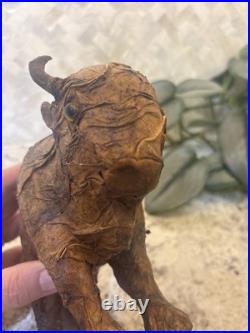 VTG Rare Native American Buffalo Tobacco Leaf Figurine Man Cave Cigar Bar Art