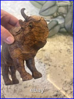 VTG Rare Native American Buffalo Tobacco Leaf Figurine Man Cave Cigar Bar Art