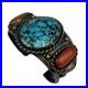 VTG-Rare-Native-American-Navajo-Turquoise-Silver-Cuff-Bracelet-Coral-Opal-01-kazl