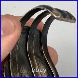 VTG Rare Native American Navajo Turquoise Silver Cuff Bracelet Coral Opal