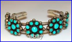 VTG Rare Zuni Turquoise Cluster Cuff Bracelet Old Pawn Native American