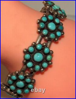 VTG Rare Zuni Turquoise Cluster Cuff Bracelet Old Pawn Native American