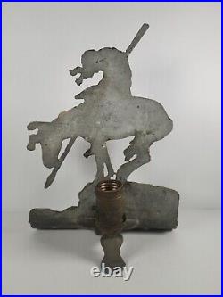 VTG Unique Metal Native American Indian w Spear Lamp RARE Needs Rewired