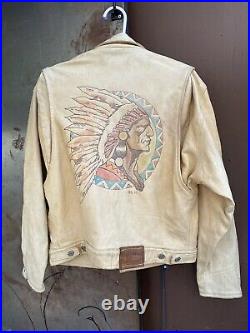 Very Rare 1990 Vintage Ralph Lauren Polo Country Native American Leather Jacket