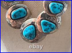 Very Rare Antique Native American Indian Navajo Sterling Turquoise Bold Necklace