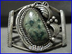 Very Rare Apache Turquoise Vintage Navajo Silver Bracelet Cuff