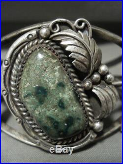 Very Rare Apache Turquoise Vintage Navajo Silver Bracelet Cuff