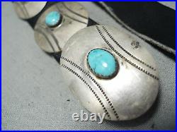 Very Rare Baseball Concho Turquoise Sterling Silver Vintage Navajo Belt