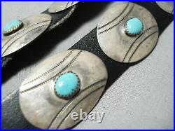 Very Rare Baseball Concho Turquoise Sterling Silver Vintage Navajo Belt