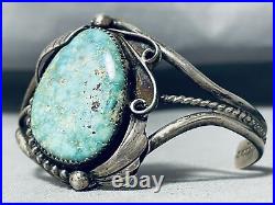 Very Rare Carico Lake Turquoise Vintage Navajo Sterling Silver Bracelet