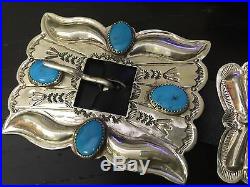 Very Rare Collectible Navajo Benson Yazzie Easter Blue Turquoise 925 Concho Belt