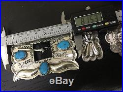 Very Rare Collectible Navajo Benson Yazzie Easter Blue Turquoise 925 Concho Belt