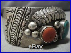 Very Rare Colorado Turquoise Vintage Navajo Sterling Silver Bracelet Old