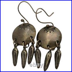 Very Rare Concho CornCob Native American Navajo Sterling Silver Earrings