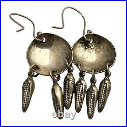 Very Rare Concho CornCob Native American Navajo Sterling Silver Earrings