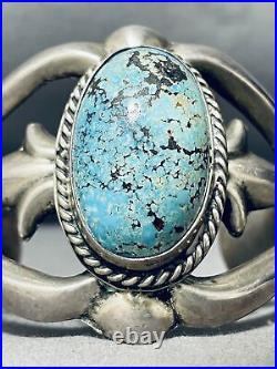 Very Rare Domed Bisbee Turquoise Vintage Navajo Sterling Silver Bracelet