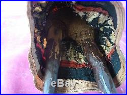 Very Rare & Early Seminole Indian Doll With Palmetto Leaf Face Colorful Dress