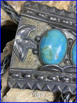 Very Rare! HEAVY, Zuni Tom Weahkee Sterling Silver & Turquoise Bolo, 85.4g