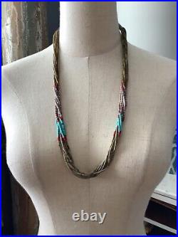 Very Rare Incredible Native American Indian Zuni Bead Sterling Necklace No Res
