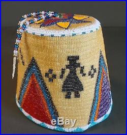 Very Rare NW Nez Perce Yakama Fully Beaded Ceremonial Hat People of The World