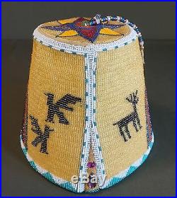 Very Rare NW Nez Perce Yakama Fully Beaded Ceremonial Hat People of The World