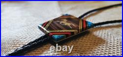 Very Rare! Native American Bolo Tie David Yellowhorse Turquoise & Silver Horse
