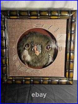 Very Rare Native American Folk Art Chief/wolf Shadowbox Wood/glass