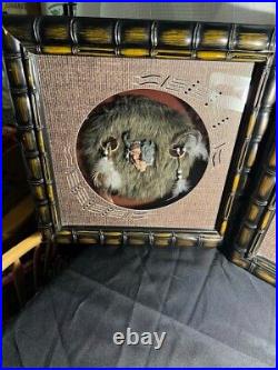 Very Rare Native American Folk Art Chief/wolf Shadowbox Wood/glass