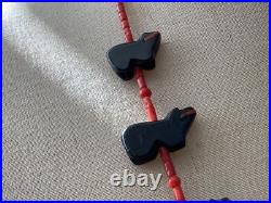 Very Rare Native American Indian Peterson Jaun Onyx Coral Bear Necklace Nr