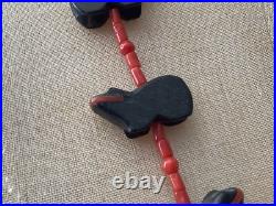 Very Rare Native American Indian Peterson Jaun Onyx Coral Bear Necklace Nr