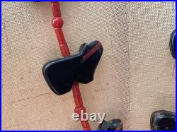 Very Rare Native American Indian Peterson Jaun Onyx Coral Bear Necklace Nr