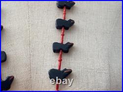 Very Rare Native American Indian Peterson Jaun Onyx Coral Bear Necklace Nr
