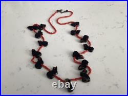 Very Rare Native American Indian Peterson Jaun Onyx Coral Bear Necklace Nr