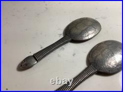 Very Rare Set Of (5) Native American Indian Turtle Spoons Must See No Reserve