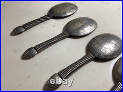 Very Rare Set Of (5) Native American Indian Turtle Spoons Must See No Reserve