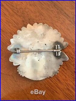 Very Rare Sterling Silver Native American Indian Chief Pin Unger