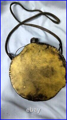 Very Rare, Unusual Large Tin REVOLUTIONARY WAR CANTEEN/ Native American Rawhide