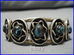 Very Rare Vintage Navajo Bisbee Turquoise Sterling Silver Bracelet Old