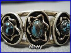 Very Rare Vintage Navajo Bisbee Turquoise Sterling Silver Bracelet Old