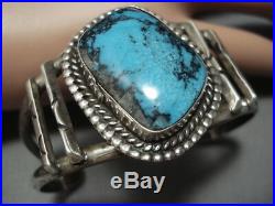 Very Rare Vintage Navajo Blue Diamond Turquoise Sterling Silver Bracelet