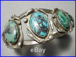 Very Rare Vintage Navajo Damale Turquoise Sterling Silver Bracelet Old